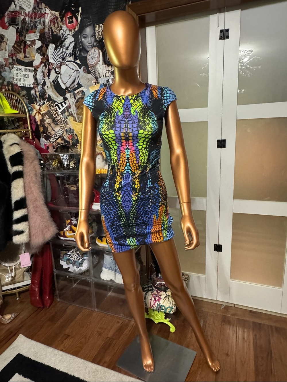 Colorful McQ Multicolor Snake-Print Bodycon Dress - Women
